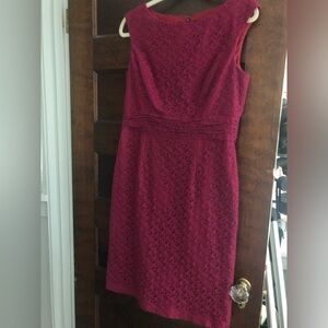 Raspberry colored, Lacey knee length lined dress